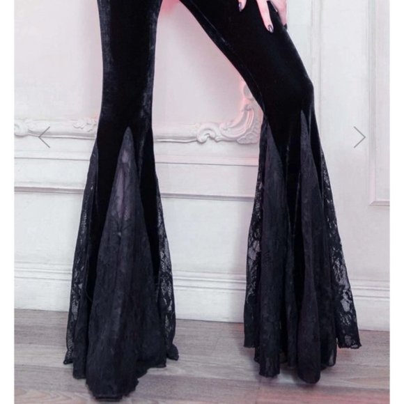 Killstar Pants - 🆕Killstar"Night Stalker" Velvet Lace Bell Bottoms